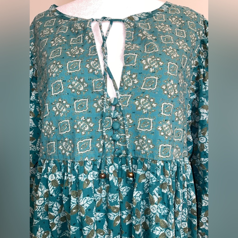 FREE PEOPLE HAZY MAISY FLORAL MAXI DRESS IN FOREST COMBO XS B801 - Picture 11 of 11